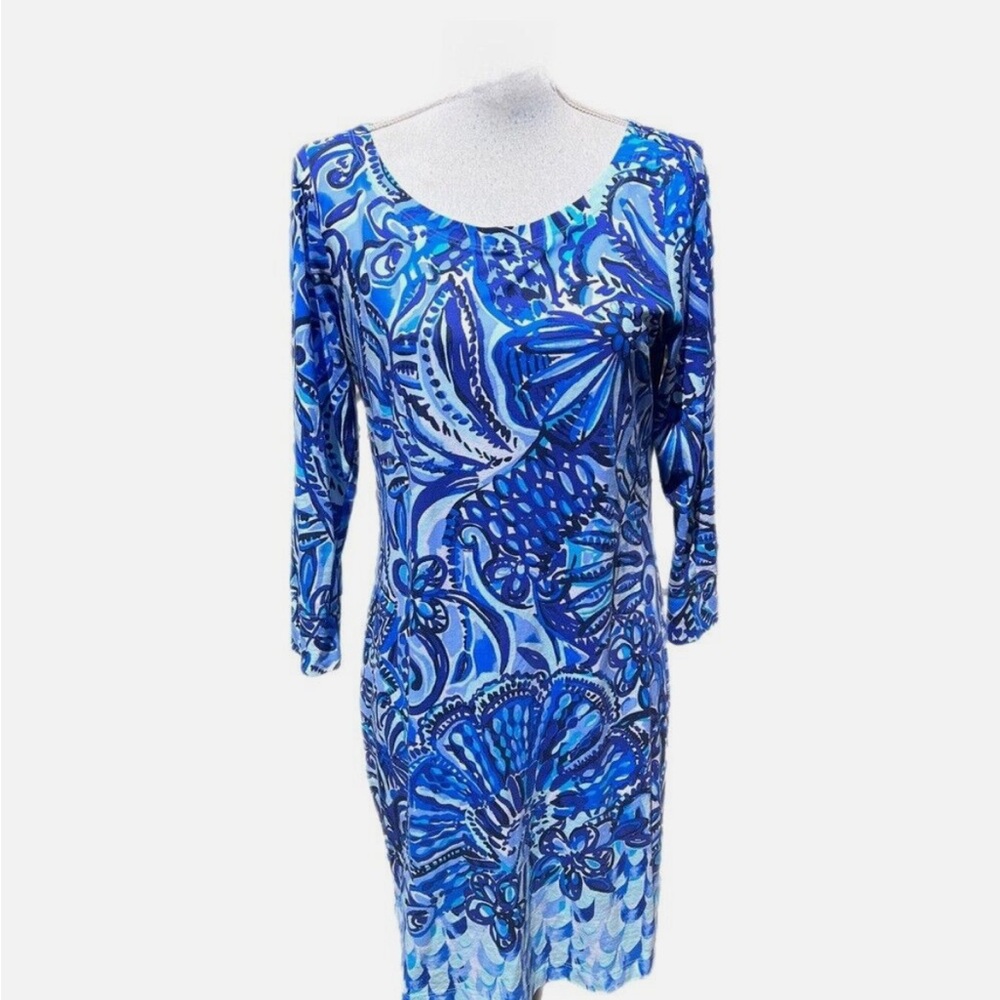 Lilly Pulitzer  holler dress iris blue Zanzibar  zoo dress size Large